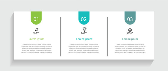 3 step process infographic template with paper style