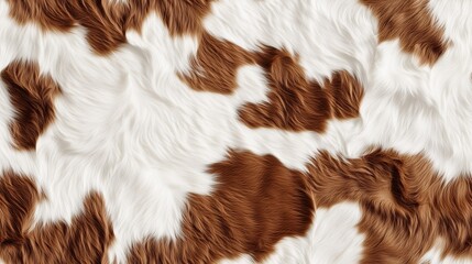 Seamless pattern of brown and white realistic looking cow hide. Textured background imitating brown...