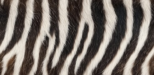  Seamless pattern of black and white realistic looking zebra print hair, with hair details