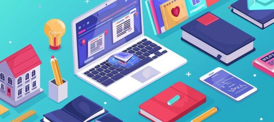 Fototapeta premium digital education tools: online courses and e-learning platforms