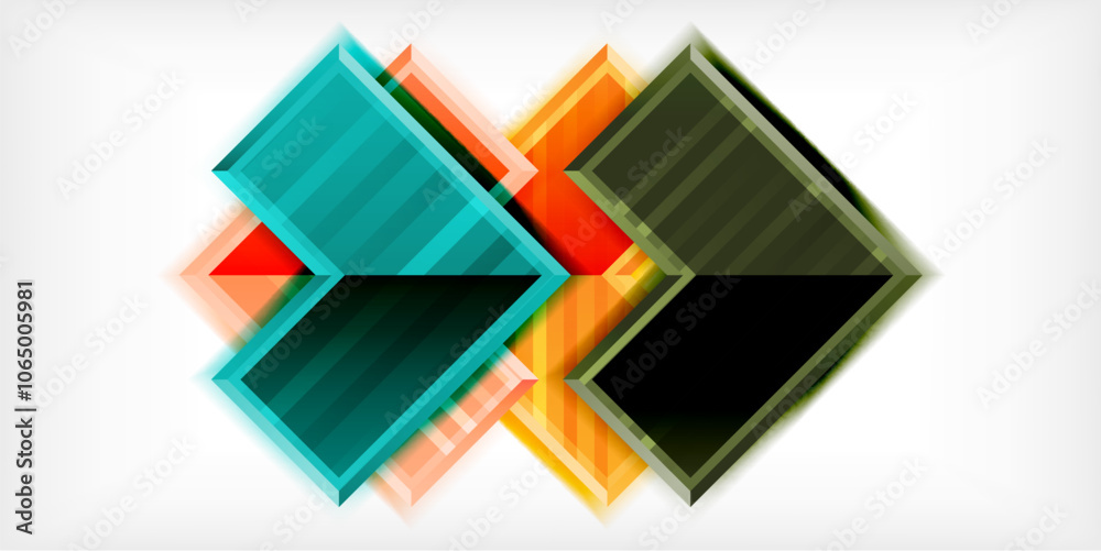 Aufkleber Arrow symbols created with 3d effects and line texture geometric abstract background