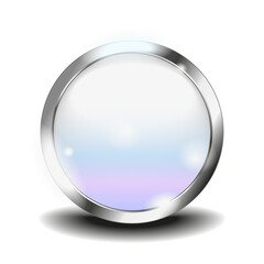 Gray round button with chrome frame