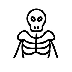 Outline icon of a skeleton, suitable for Halloween themes.