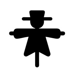 Solid glyph icon of a scarecrow, perfect for Halloween and autumn themes.