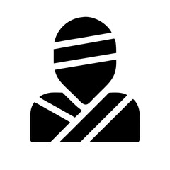 Solid glyph icon of a mummy, a Halloween and horror favorite.