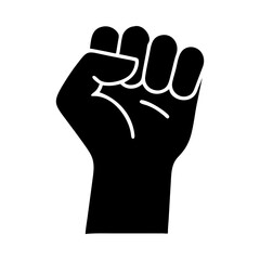 Obraz premium Icon of a raised fist symbolizing unity, strength, and solidarity.