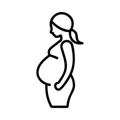 Icon of a pregnant woman representing motherhood, maternity, and family.