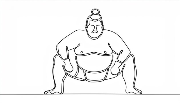 recommend clip art: Single continuous line drawing of sumo wrestler