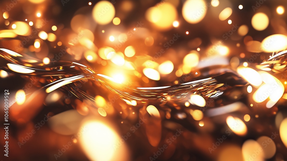 Poster bokeh lights in warm amber and gold tones: a photograph of blurred bokeh lights creating a soft, gol