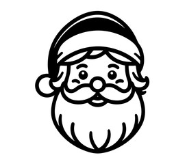 charming Santa Claus face illustration, embodying the magic and nostalgia of Christmas in sketch style black vector