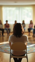 A social worker engages with participants during a group session, creating a supportive environment for discussion and connection among attendees