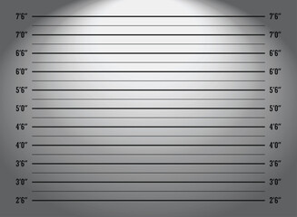 Mugshot, Police lineup or mugshot background for criminals in a dark room with light