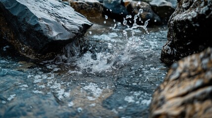 water flowing over rocks