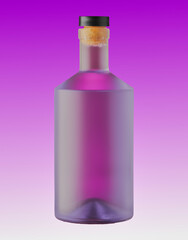 Gin bottle isolated on a purple gradient background.