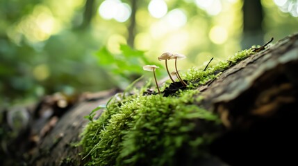 mushrooms in the sun in the forest