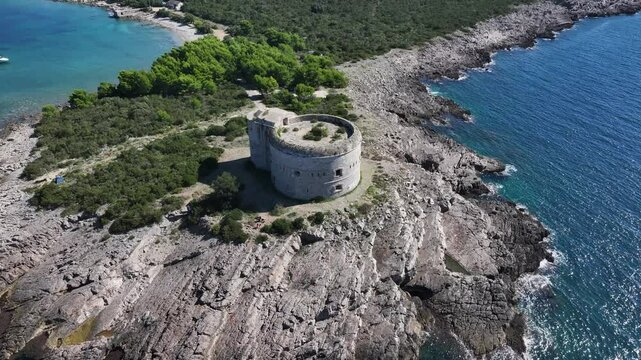 Aerial view of Arza Fort, Mirista, Montenegro