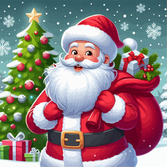 santa claus with gift box