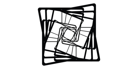 Beautiful square and rectangular abstract logo design and line art. Illustration, vector and mandala art. Wall print and illusion. T-shirt design.