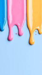 Rainbow paint splash dripping isolated on white background