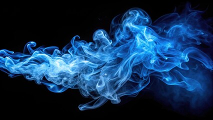 Obraz premium Abstract blue smoke vapor, forming a tranquil and mysterious background with a soothing glow