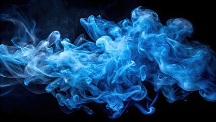 Obraz premium Soft blue smoke swirling in a misty cloud, creating a calm and dreamy, ethereal atmosphere
