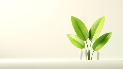 Obraz premium Business team working on carbon footprint reduction tech, green startup, 3D illustration,