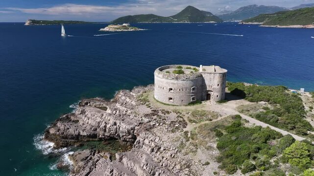 Aerial view of Arza Fort, Mirista, Montenegro