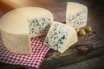 Traditional cheese with blue mold.