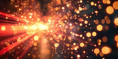 Obraz premium A close-up shot of red and yellow lights partially obscured by blur