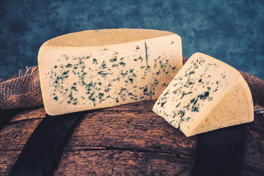Traditional cheese with blue mold.