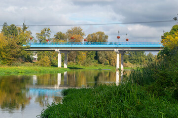 Bridge over Bzura river in Sochaczew, Poland.