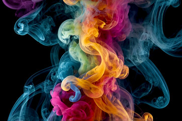 Colored smoke on a black background. Dynamic background, pattern