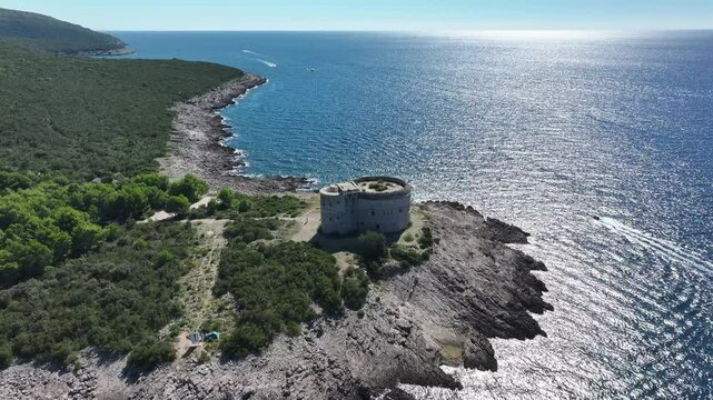 Aerial view of Arza Fort, Mirista, Montenegro
