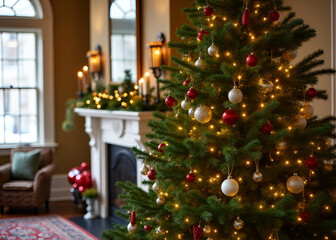 A festive evergreen serves as a picturesque backdrop for holiday gatherings and celebrations at home every year