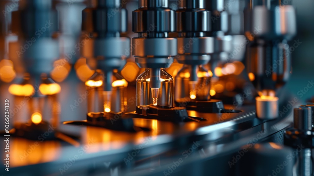 Poster a deep dive into a cuttingedge pharmaceutical production line, showcasing its precision and efficien