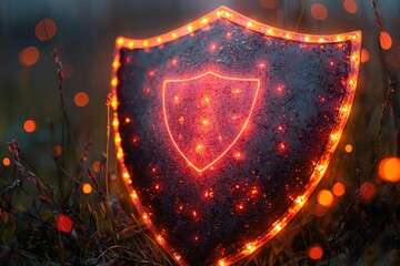 Fototapeta premium A Glowing Shield in a Field of Grass