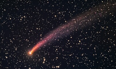 Obraz premium A vibrant comet with its tail stretching across the stars in a high-resolution space photograph style.