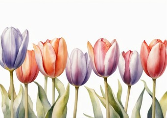 Obraz premium tulipanes de acuarela. tarjeta 