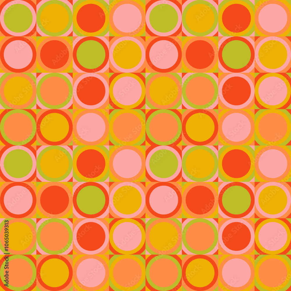 Wall mural abstract background geometry minimalistic design in vintage hippie style. vector seamless pattern wi
