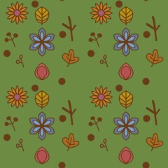 seamless pattern with flowers and leaf and branch