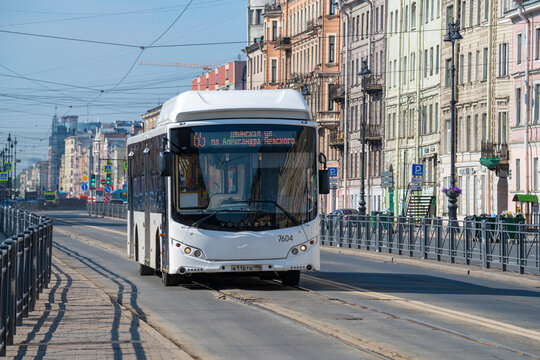 SAINT PETERSBURG, RUSSIA - JUNE 27, 2023: City bus &ldquo;CityRitm&rdquo; Volgabus-5270.G0 on a dedicated lane on Ligovsky Prospekt on a sunny June day