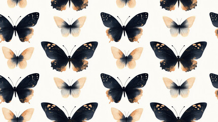 Seamless pattern of hand drawn abstract watercolor butterflies perfect for textiles and home decor