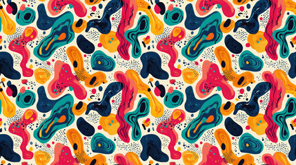 Naklejka premium Seamless abstract art pattern featuring vibrant colors and shapes ideal for interior decorating