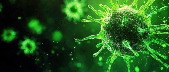 Cells in an ecosystem exposed to environmental radiation, illustrating adaptation and survival