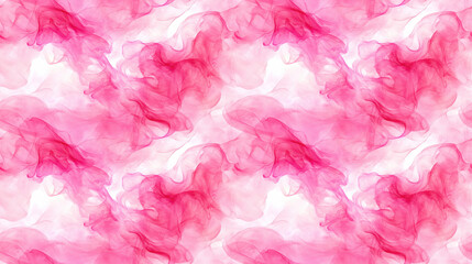 Obraz premium Seamless pink alcohol ink wash pattern on white background creating a fluid and ethereal decorative effect