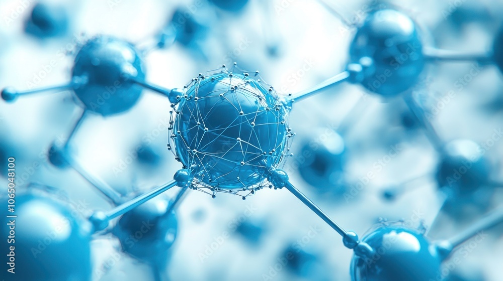 Poster abstract 3d molecular structure with interconnected spheres