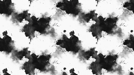 Obraz premium Seamless pattern of black watercolor stain on a textured background for stylish home decor