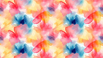 Vibrant abstract watercolor seamless pattern featuring a blend of colorful hues perfect for fabric design and artistic projects