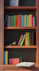 3D vector image paper cute, Library Education knowledge background study school university