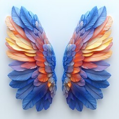 Obraz premium Colorful Angel Wings with Feather Detail 